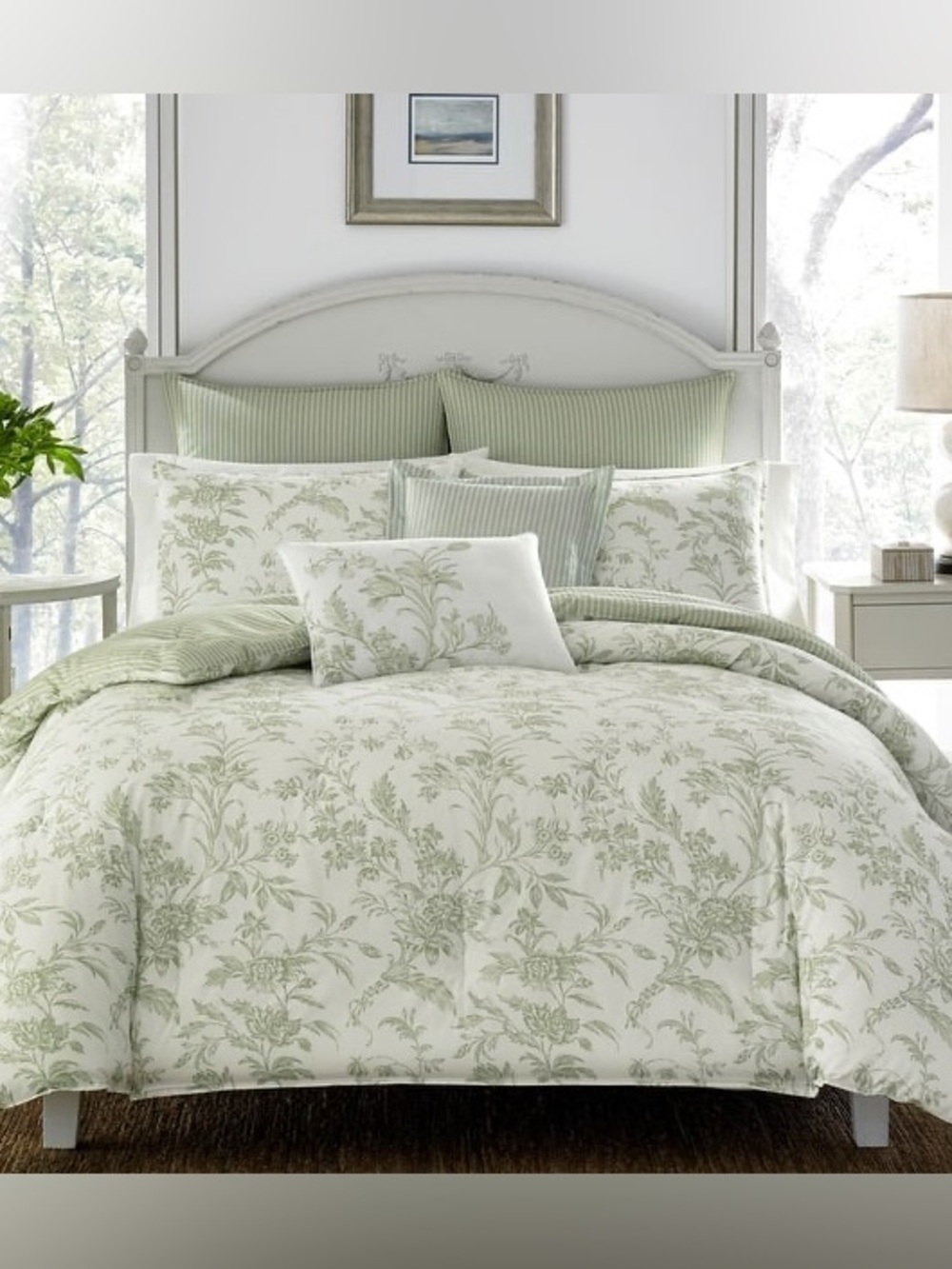 Natalie 5-Piece Green Cotton Twin Bonus Duvet Set Laura Ashley NWT